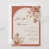 Invitation Terracotta Brown Bohême Botanique Floral Moderne (Devant)
