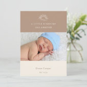 Invitation Terracotta Brown Boho Photo Baby Announcement Card (Debout devant)