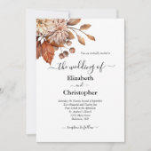 Invitation Terracotta Brown Élégant Mariage botanique floral (Devant)