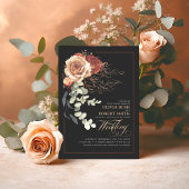 Invitation Terracotta Brûlé Orange Floral Boho noir Mariage