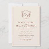 Invitation Terracotta Brûlé Orange Moderne Crest Boho Mariage (Devant)