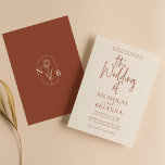 Invitation Terracotta Burange Orange moderne Boho Mariage<br><div class="desc">Terracotta Burnt Orange Moderne Boho Faire-part de mariage. Monogramme au fond.</div>