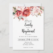 Invitation Terracotta Burgundy Blush Floral Wedding  (Devant)