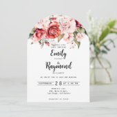 Invitation Terracotta Burgundy Blush Floral Wedding  (Debout devant)