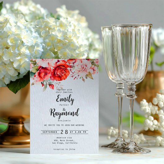 Invitation Terracotta Burgundy Blush Floral Wedding 