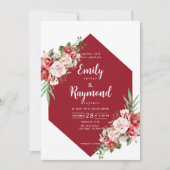 Invitation Terracotta Burgundy Blush Floral Wedding  (Devant)
