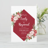 Invitation Terracotta Burgundy Blush Floral Wedding  (Debout devant)