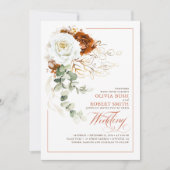 Invitation Terracotta Burnt Orange & Blanc Floral Mariage (Devant)