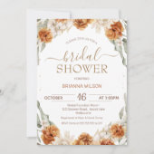 Invitation Terracotta Burnt Orange Fête des mariées Florale (Devant)