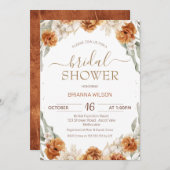 Invitation Terracotta Burnt Orange Fête des mariées Florale (Devant / Derrière)