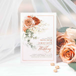 Invitation Terracotta Burnt Orange Fleurs Eucalyptus Mariage<br><div class="desc">Votre jour de mariage est l'incarnation de la perfection. Avec tout, de la robe à la musique, en passant par les petits détails qui composent votre journée, vous voulez que chaque aspect soit parfait. C’est pourquoi nous offrons ce design floral élégant qui est intemporel dans toute sa beauté. Notre ligne...</div>