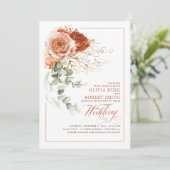 Invitation Terracotta Burnt Orange Fleurs Eucalyptus Mariage (Debout devant)
