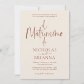 Invitation Terracotta Burnt Orange Mariage espagnol moderne (Devant)