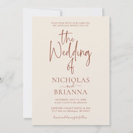 Invitation Terracotta Burnt Orange Modern Boho Mariage Photo (Devant)