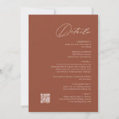 Invitation Terracotta Burnt Orange QR Code Tout en un Mariage (Dos)