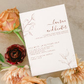 Invitation Terracotta Burnt Orange Script Mariage botanique