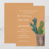 Invitation Terracotta Cactus Désert Mexique Mariage d'aquarel (Devant / Derrière)