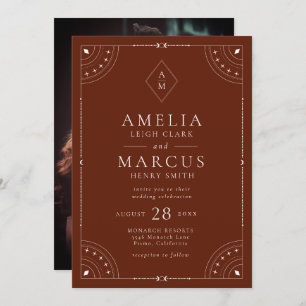 Invitation Terracotta Céleste Lune & Étoiles Mariage