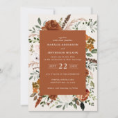 Invitation Terracotta chic floral élégant détails de mariage  (Devant)