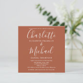 Invitation Terracotta Chic Script Tout En Un Mariage Carré (Debout devant)
