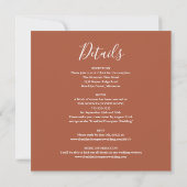 Invitation Terracotta Chic Script Tout En Un Mariage Carré (Dos)