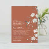 Invitation Terracotta Chinoiserie Floral QR Code Mariage (Debout devant)