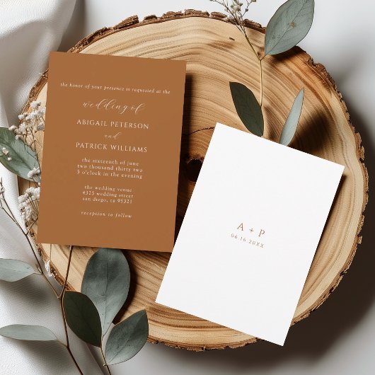 Invitation Terracotta Classic Minimal Mariage