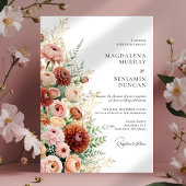 Invitation Terracotta Cream Blush Pink Garden Flowers Wedding