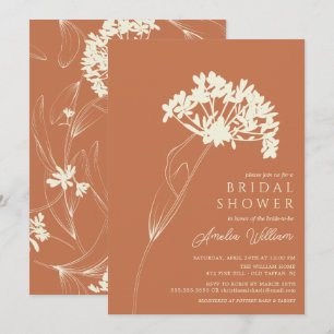 Invitation Terracotta & Crème Fête des mariées Florale modern