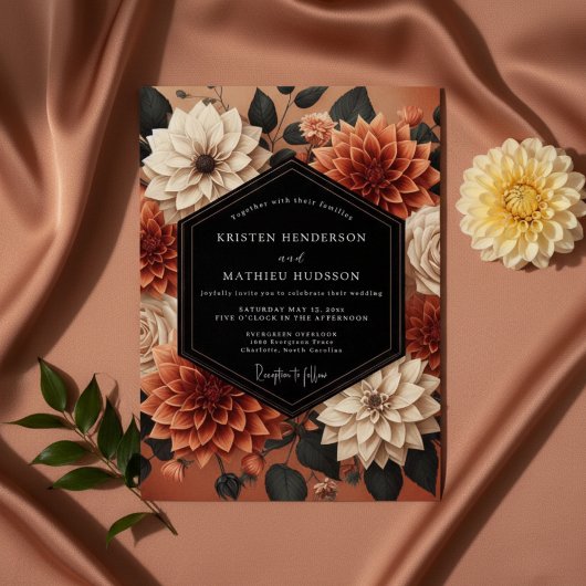Invitation Terracotta Dahlia Autumn Romance Wedding