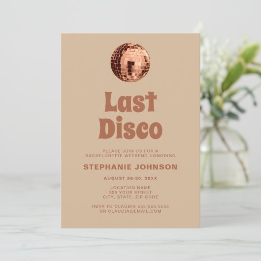 Invitation Terracotta Dernier Disco Bachelorette Week-end (Debout devant)