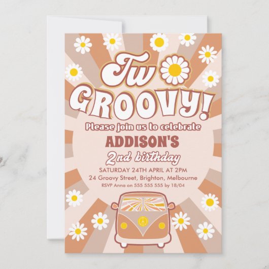 Invitation Terracotta deux Super Retro 2e anniversaire (Devant)