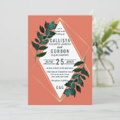 Invitation Terracotta d'or moderne Mariage Terrarium verdoyan (Debout devant)