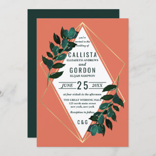 Invitation Terracotta d'or moderne Mariage Terrarium verdoyan