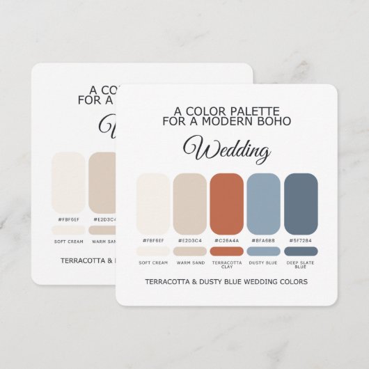 Invitation Terracotta Dusty Blue Wedding Color Palette Card (Devant / Derrière)