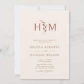 Invitation Terracotta Ecru QR Code Mariage de monogramme bota (Devant)