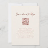 Invitation Terracotta Ecru QR Code Mariage de monogramme bota (Dos)