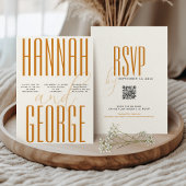 Invitation Terracotta & Ecru Simple QR Mariage de automne
