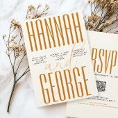 Invitation Terracotta & Ecru Simple QR Mariage de automne