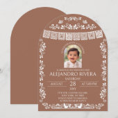 Invitation Terracotta El Bautizo Boy Photo Baptism Arch (Devant / Derrière)