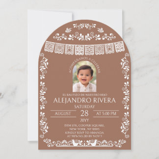 Invitation Terracotta El Bautizo Boy Photo Baptism Arch