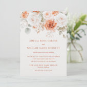 Invitation Terracotta Elegant Champagne Floral Rose Mariage (Debout devant)