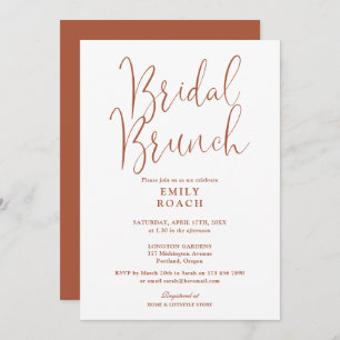 Invitation Terracotta Élégant Script Bridal Bunch Douche
