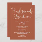 Invitation Terracotta Élégant Script Bridesservantes Déjeuner (Devant / Derrière)