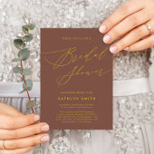 Invitation Terracotta Élégant Script Fête des mariées moderne