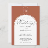 Invitation Terracotta Élégante Calligraphie Mariage monogramm (Devant)