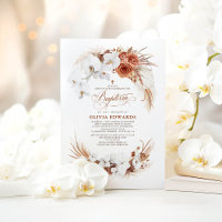 Terracotta et fleurs blanches Boho Chic Baptism