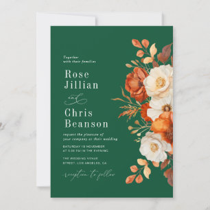 Invitation Terracotta Et Mariage Floral Vert Émeraude