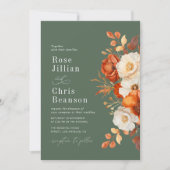 Invitation Terracotta Et Mariage Floral Vert Sage (Devant)