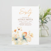 Invitation Terracotta et Turquoise Blue Floral Automne Annive (Debout devant)